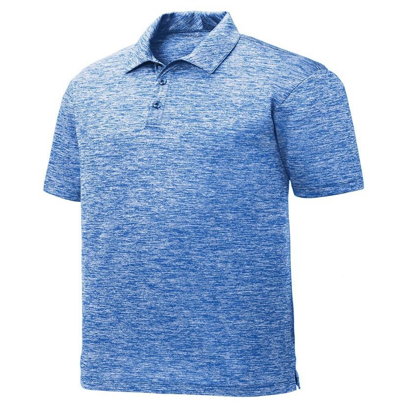DRIEQUIP Moisture Wicking Electric Heather Polo Shirts-S-TrueRoyalElectric