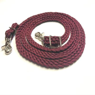 flat braided paracord reins burgundy FR28