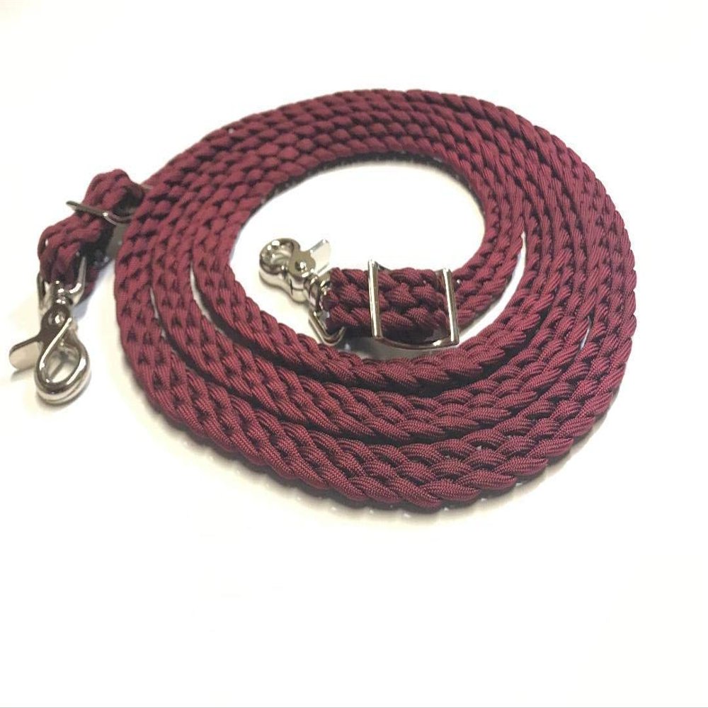 flat braided paracord reins burgundy FR28