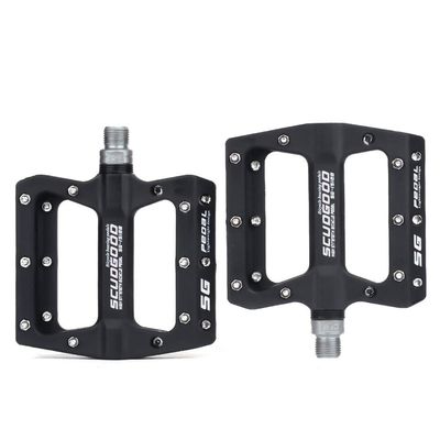 BIKEIN PRO MTB Bike Pedals Nylon Fiber Non-Slip 9/16 Inch Bicycle Platform Flat Pedals for Road Mountain BMX Bike Black