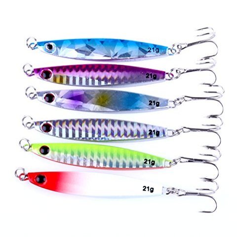 LENPABY 7pcs Hard Metal sea Sinking Lead Fishing Lures wobbler Pike carp Trout Perch Squid Catfish Fishing baits 14g/21g