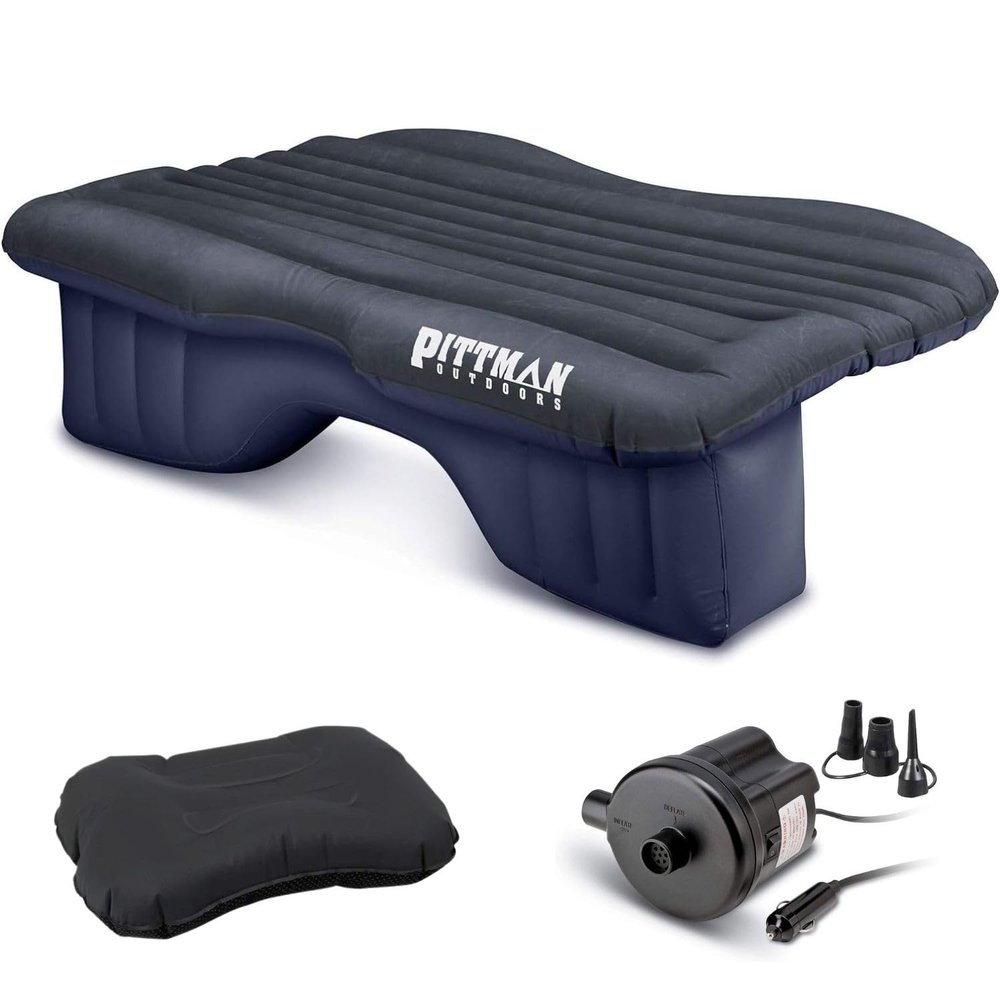 AirBedz by Pittman Outdoors - Inflatable PVC Rear Seat Air Mattress, Black - Mid-Size Fits Jeeps, Car, SUVs & Mid-Size Trucks, Comes with Portable DC Air Pump