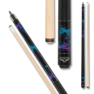 Athena ATH44 Teal and Purple Butterflies Pool Cue - 21oz