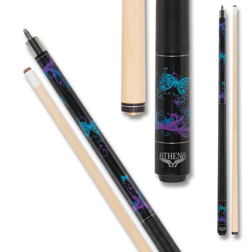 Athena ATH44 Teal and Purple Butterflies Pool Cue - 21oz