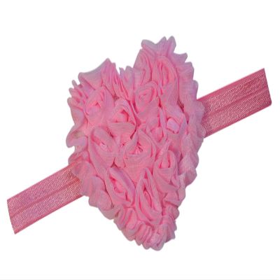 Funny Girl Designs Shabby Chiffon Valentines Heart Elastic Baby Headband (Elastic (12 Months - 5 Years), Light Pink)