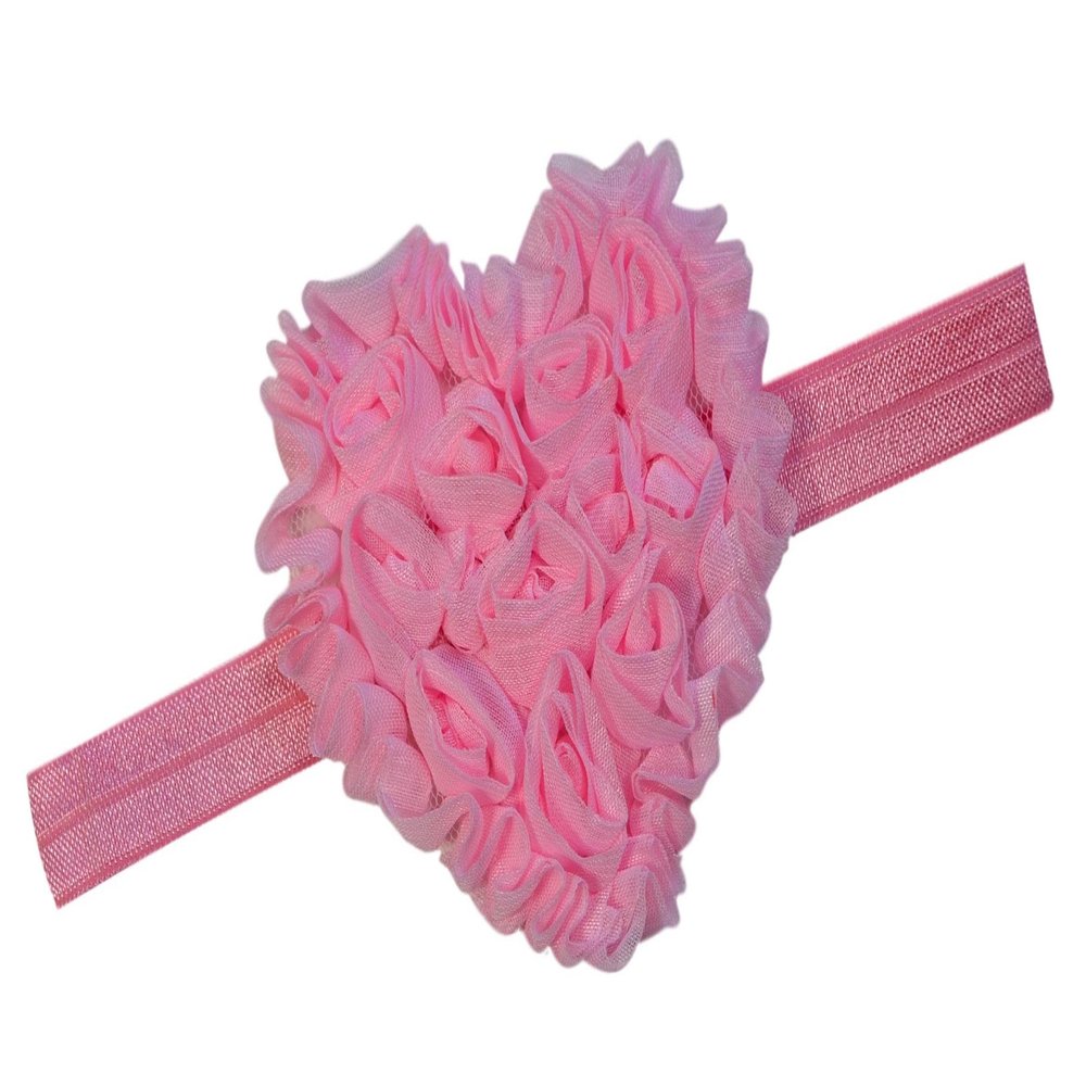 Funny Girl Designs Shabby Chiffon Valentines Heart Elastic Baby Headband (Elastic (12 Months - 5 Years), Light Pink)