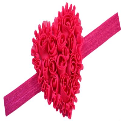 Funny Girl Designs Shabby Chiffon Valentines Heart Elastic Baby Headband (Elastic (12 Months - 5 Years), Hot Pink)