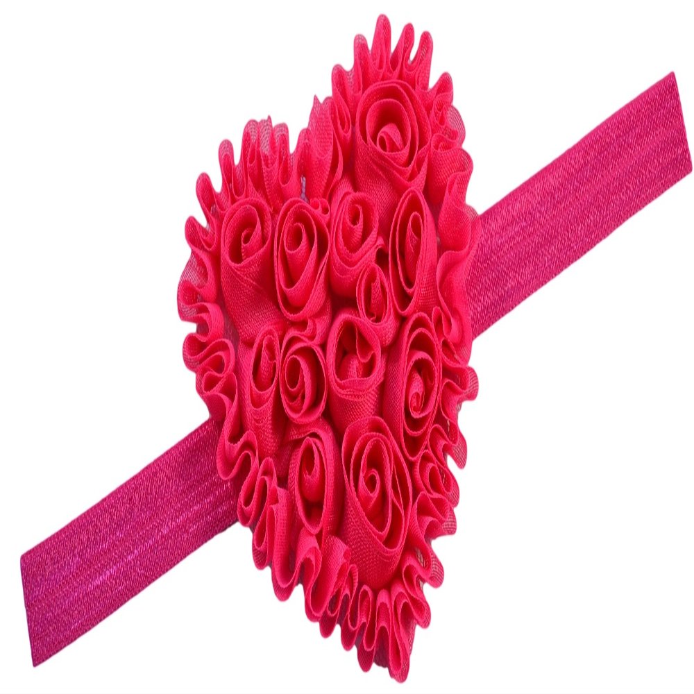 Funny Girl Designs Shabby Chiffon Valentines Heart Elastic Baby Headband (Elastic (12 Months - 5 Years), Hot Pink)