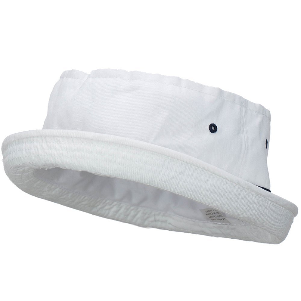 e4Hats.com Big Size Striped Roll Up Bucket Hat - White Navy 2XL-3XL