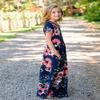 21KIDS Girls Floral Casual Short Sleeve Long Maxi Dress with Pockets, Dark Blue, 12 Years view 4