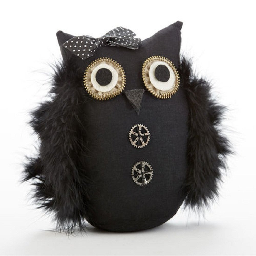 Delton Products 7 Inches Black Feather Wing Hoot Owl Home Decor