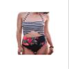Jueshanzj Womens Tankini Set Halter Swimwear Backless Swimsuits Beachwear Black White Flowers Small view 1