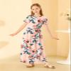21KIDS Girls Floral Casual Short Sleeve Long Maxi Dress with Pockets, Pink, 8 Years view 3