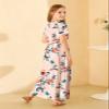 21KIDS Girls Floral Casual Short Sleeve Long Maxi Dress with Pockets, Pink, 12 Years view 4