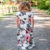 21KIDS Girls Floral Casual Short Sleeve Long Maxi Dress with Pockets, White, 10 Years view 2