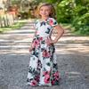 21KIDS Girls Floral Casual Short Sleeve Long Maxi Dress with Pockets, White, 10 Years view 4