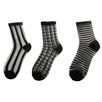 Belyee Girl's Sexy Pattern Mesh Pack Socks Black Ankle Socks for Teen Girls