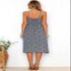 Angashion Women's Dresses-Summer Floral Bohemian Spaghetti Strap Button Down Swing Midi Dress Navy Blue 1 XL view 4