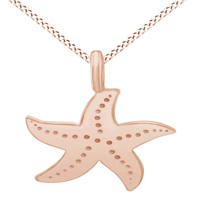 AFFY Silhouette Starfish Animal Love Charm Pendant Necklace in 14K Rose Gold Over Sterling Silver