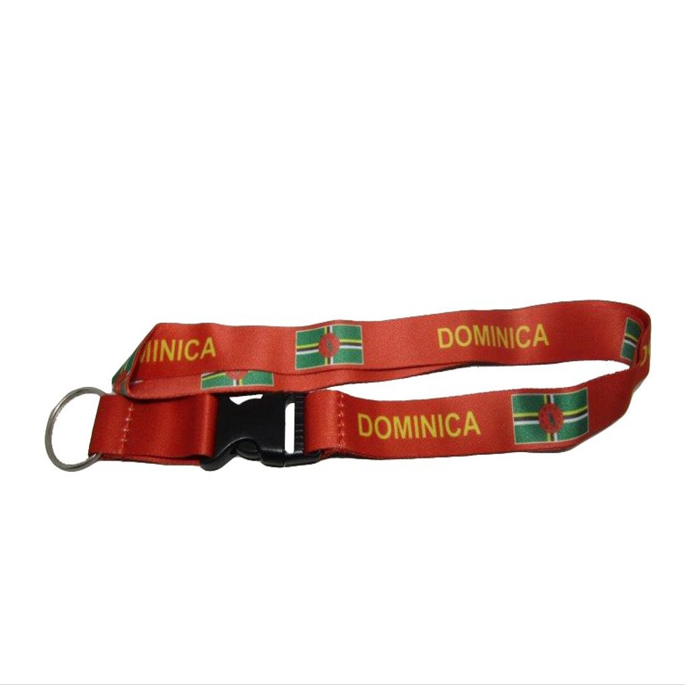 32" Dominica Country Flag Lanyard with Detachable Key Ring