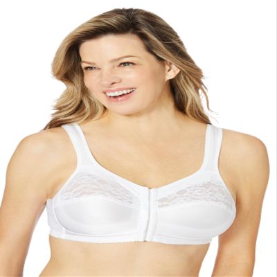 Comfort Choice Women's Plus Size Easy Enhancer Front-Close Wireless Bra - 52 DD, White