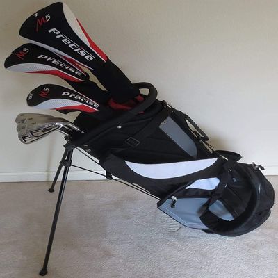 Mens Complete Golf Club Set - Right Handed Driver, Fairway Wood, Hybrid, Irons, Putter & Stand Bag