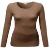 Emmalise Women's Basic Athletic Fit Tshirt Long Sleeves Round Crew Neck Tee (1Pk Mocha, Small) view 1