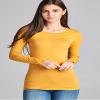 Emmalise Women's Basic Athletic Fit Tshirt Long Sleeves Round Crew Neck Tee (1Pk Mustard, Small) view 2