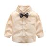 Moyikiss Studio Baby Boys Cotton Gentleman Long Sleeve Bow Tie Shirts and Suspenders Pants (Beige, 70/0-6 Months) view 2