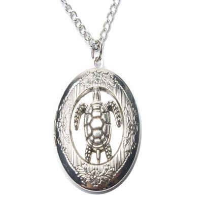 2Pcs Sea Turtle Locket Necklace Vintage Locket Secret Locket Antique Locket Jewelry Save The Turtles