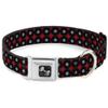 Dog Collar Seatbelt Buckle Vinyl Records 2 Stripe Red Black Gray 13 to 18 Inches 1.5 Inch Wide view 1
