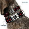 Dog Collar Seatbelt Buckle Vinyl Records 2 Stripe Red Black Gray 13 to 18 Inches 1.5 Inch Wide view 2