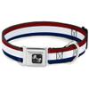 Dog Collar Seatbelt Buckle Stripes Red White Blue 15 to 26 Inches 1.0 Inch Wide view 1