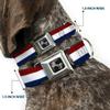 Dog Collar Seatbelt Buckle Stripes Red White Blue 15 to 26 Inches 1.0 Inch Wide view 2