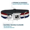 Dog Collar Seatbelt Buckle Stripes Red White Blue 15 to 26 Inches 1.0 Inch Wide view 4