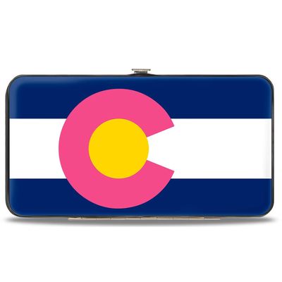 Buckle-Down Hinge Wallet - Colorado Flags6 Repeat Blue/White/Pink/Yellow