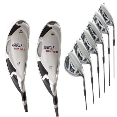 AGXGOLF Men's Magnum XS Wide Sole Edition Stainless Steel Irons Set w/3 & 4 Hybrids + 5-9 Irons + Pitching Wedge + Sand Wedge: Regular Flex; Regular Length; Right Hand: USA Built!
