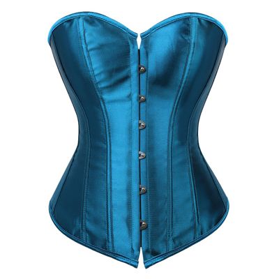 Kranchungel Corset Tops for Women: Plus Size Renaissance Corset - Lace up Bustier Overbust Halloween Costumes for Renaissance Festival Photo Shoots X-Large Teal Blue