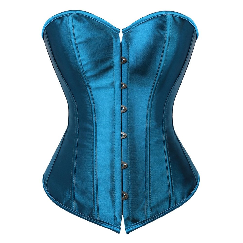 Kranchungel Corset Tops for Women: Plus Size Renaissance Corset - Lace up Bustier Overbust Halloween Costumes for Renaissance Festival Photo Shoots X-Large Teal Blue