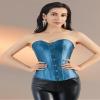 Kranchungel Corset Tops for Women: Plus Size Renaissance Corset - Lace up Bustier Overbust Halloween Costumes for Renaissance Festival Photo Shoots X-Large Teal Blue view 3