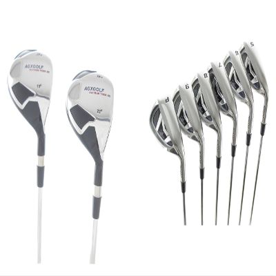 AGXGOLF Men's Magnum XS Wide Sole Edition Stainless Steel Irons Set w/3 & 4 Hybrids + 5-9 Irons + Pitching Wedge + Sand Wedge: Stiff Flex, Tall Length +1.5; Right Hand: USA Built!