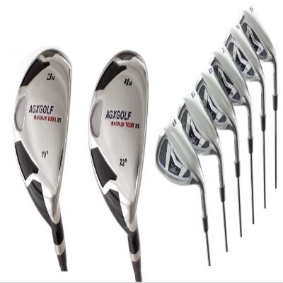 AGXGOLF Men's Magnum XS Wide Sole Edition Stainless Steel Irons Set w/3 & 4 Hybrids + 5-9 Irons + Pitching Wedge + Sand Wedge: Regular Flex; Cadet Length; Right Hand: USA Built!
