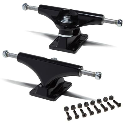 [CCS] Skateboard Trucks | Professional Grade | Steel | Sizes 109mm, 129mm, 139mm, 149mm, & 169mm | Raw Silver, Black | Set of 2 | 1" Mounting Hardware Included (Black, 129mm (Fits 7.5"-7.75" Decks))