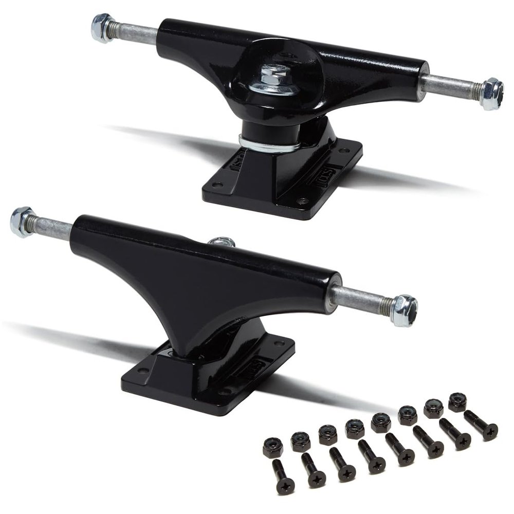 [CCS] Skateboard Trucks | Professional Grade | Steel | Sizes 109mm, 129mm, 139mm, 149mm, & 169mm | Raw Silver, Black | Set of 2 | 1" Mounting Hardware Included (Black, 129mm (Fits 7.5"-7.75" Decks))