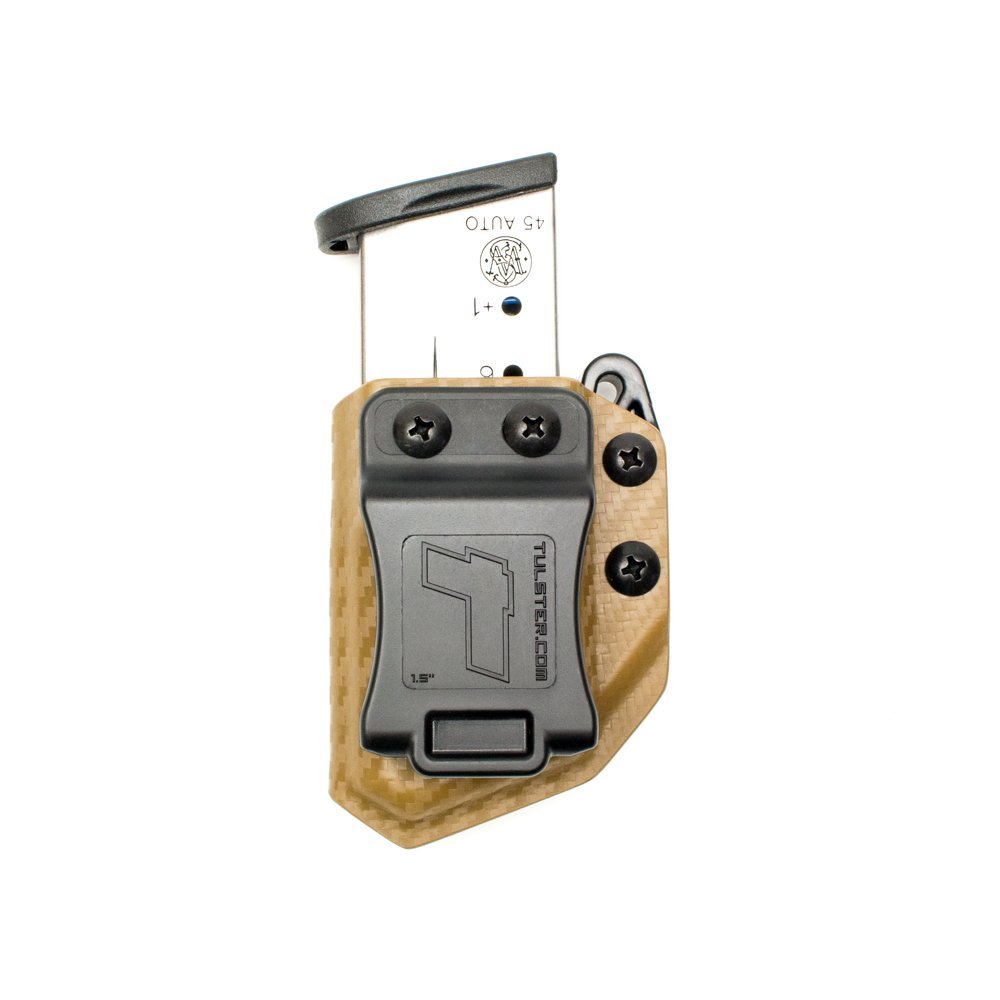 Universal .45ACP Single Stack Mag Carrier- Tulster Echo Carrier IWB/OWB (Coyote Brown Carbon Fiber)