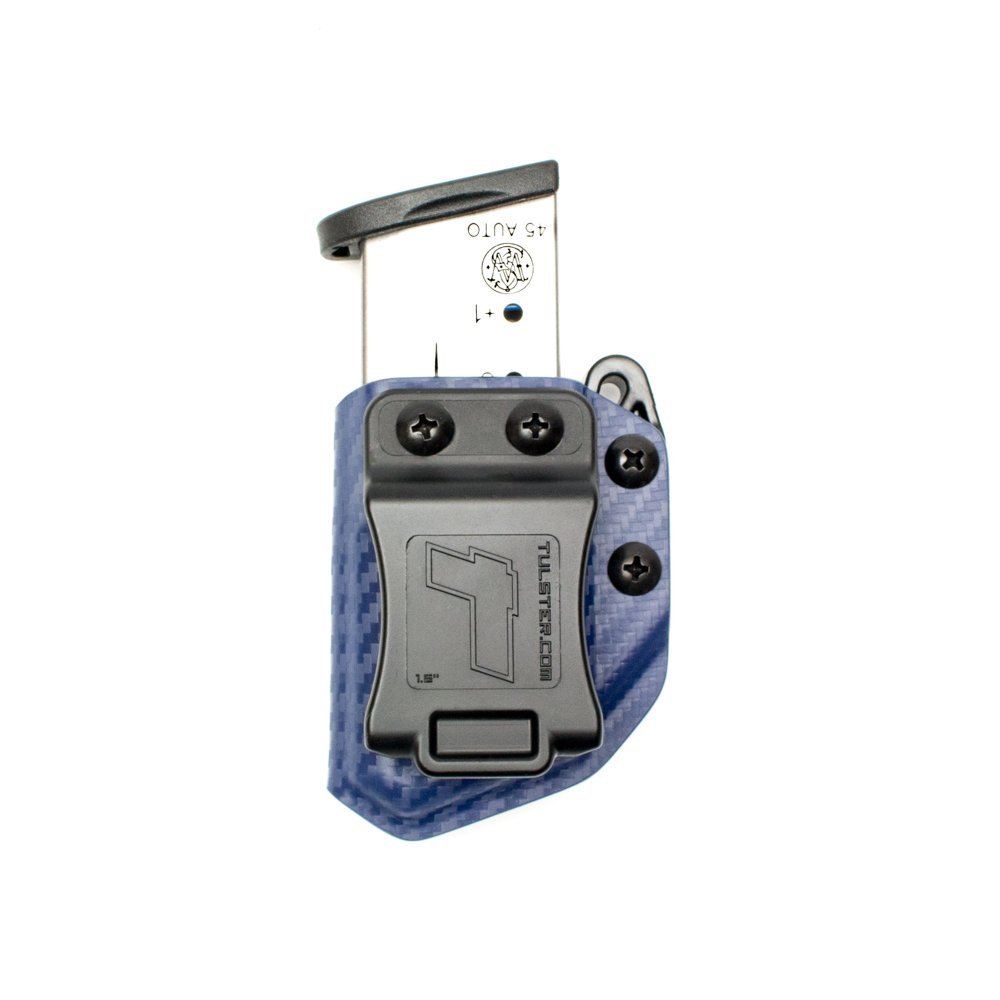 Universal .45ACP Single Stack Mag Carrier- Tulster Echo Carrier IWB/OWB (Police Blue Carbon Fiber)