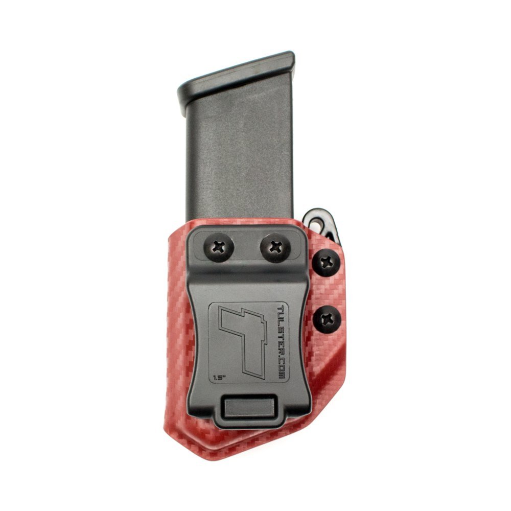 Universal .45ACP Double Stack Mag Carrier- Tulster Echo Carrier IWB/OWB (Blood Red Carbon Fiber)