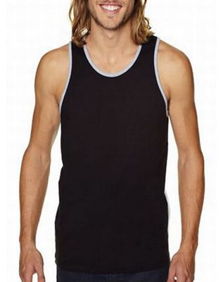 Next Level 3633 Premium Jersey Tank, Black/HTHR Grey, Medium