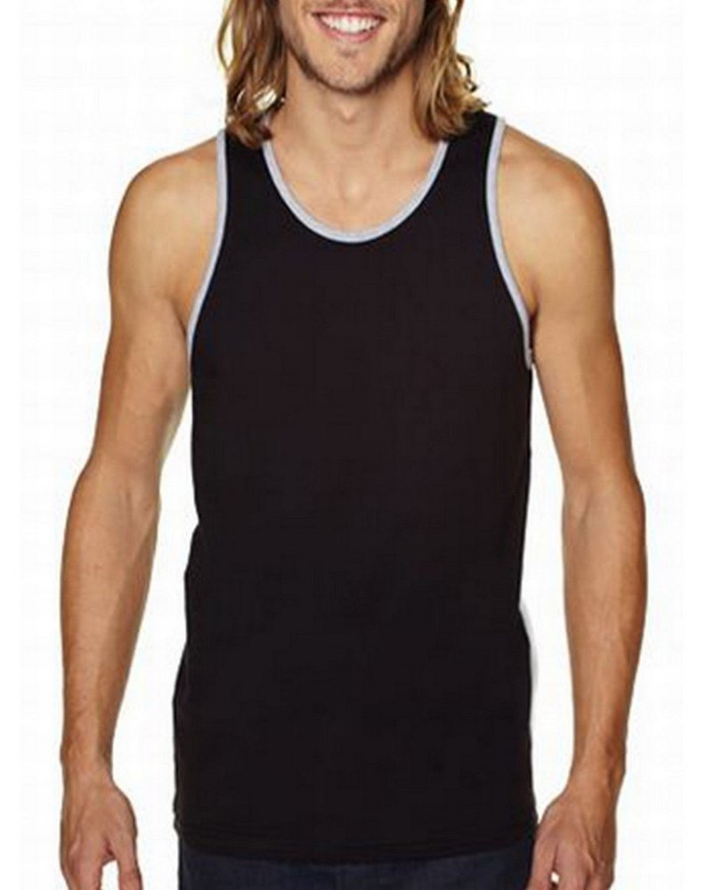 Next Level 3633 Premium Jersey Tank, Black/HTHR Grey, Medium