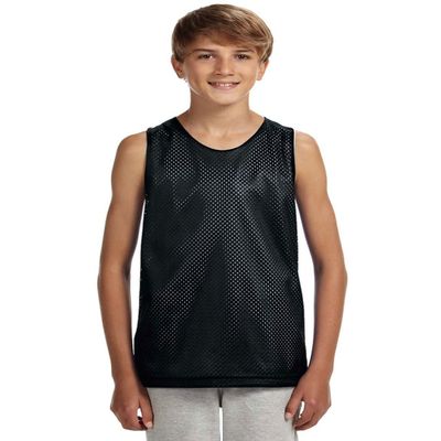 A4 N2206 Youth Reversible Mesh Tank, Black/White, Small